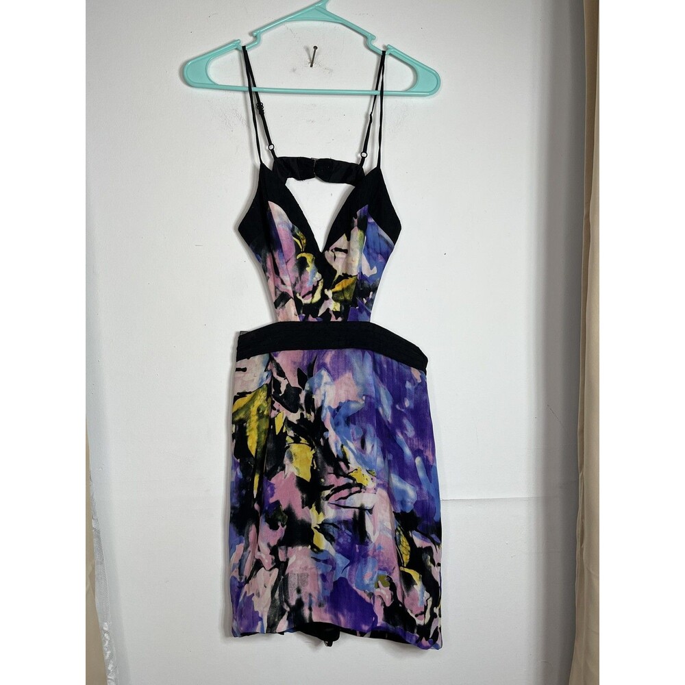 Black Halo Dress Womens Size Multicolor Floral Cut Out Sheath Party